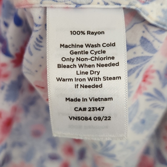 Talbots Woman's Blue Pink White Long Sleeve Soft Rayon Tunic Top Size X - Picture 8 of 9